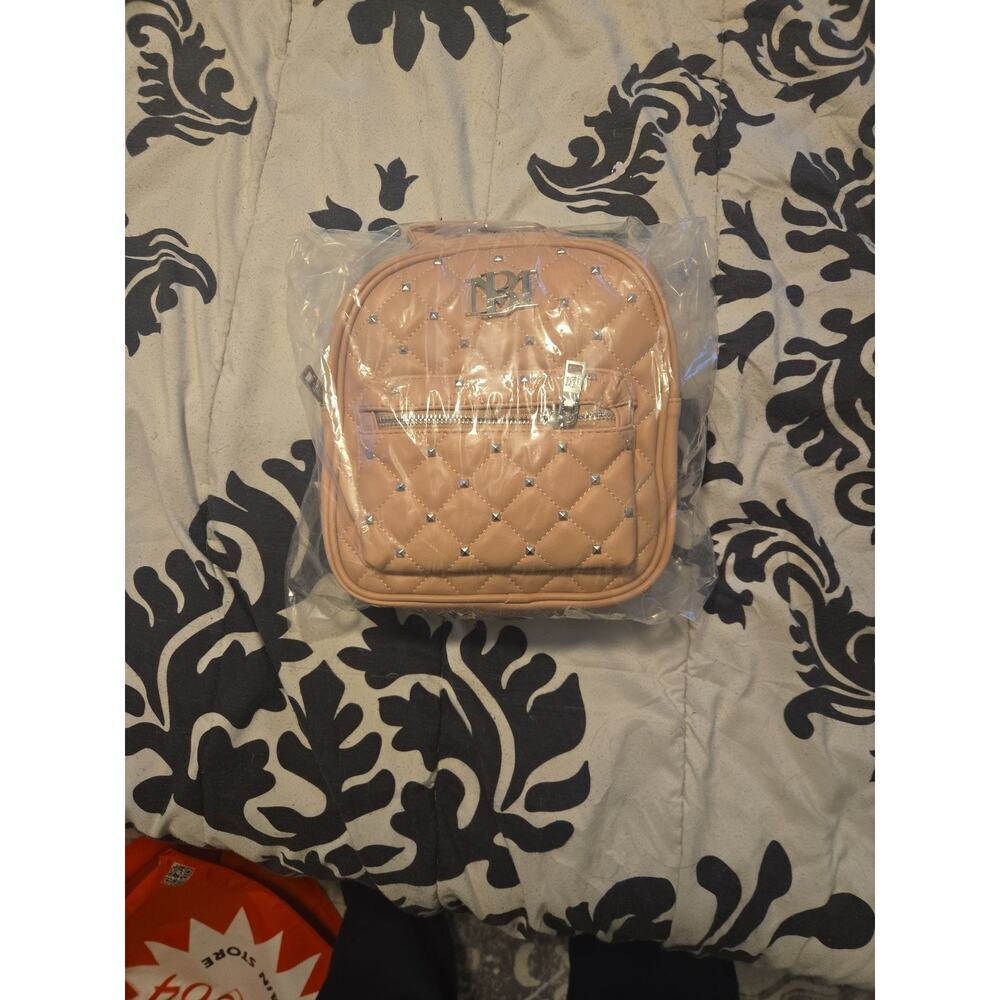 Badgley Mischka Quilted Vegan Leather Studded Mini Backpack NIB